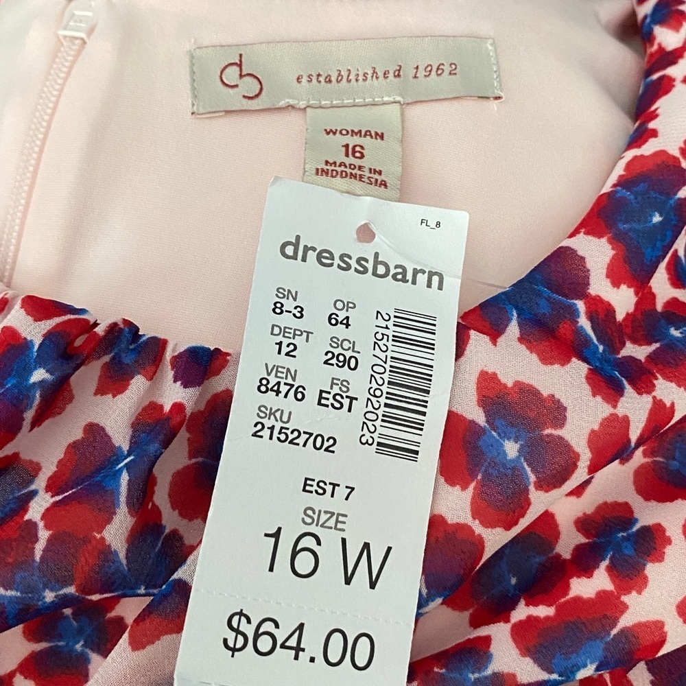 Dressbarn Established 1962  Floral Maxi Dress SZ 16W Red and Blue Flowy Design - Picture 9 of 10